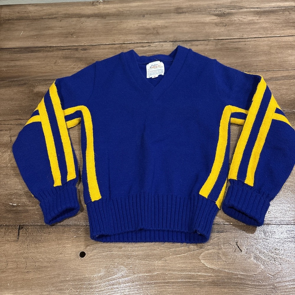 Vintage 60's/70 Women's Dallas Knitting‎ Co Color block Pullover Sweater size 32